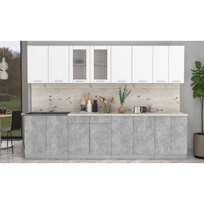 Кухонный гарнитур Мила 3,0 м (Белый Платинум/Бетон) фабрика Интерлиния Кухонный гарнитур Мила 3,0 м (Белый Платинум/Бетон) фабрика Интерлиния