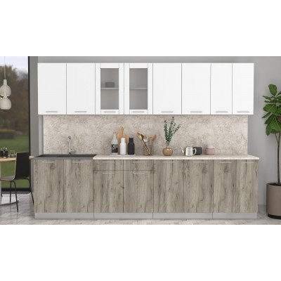 Кухонный гарнитур Мила 3,0 м (Белый Платинум/Дуб серый) фабрика Интерлиния Кухонный гарнитур Мила 3,0 м (Белый Платинум/Дуб серый) фабрика Интерлиния