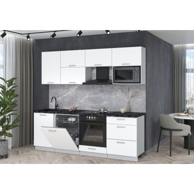 Готовая кухня Мила Лайт 2,3-ПМ2 (Белый Платинум/Белый Платинум/Кастилло темный) фабрика Интерлиния Готовая кухня Мила Лайт 2,3-ПМ2 (Белый Платинум/Белый Платинум/Кастилло темный) фабрика Интерлиния