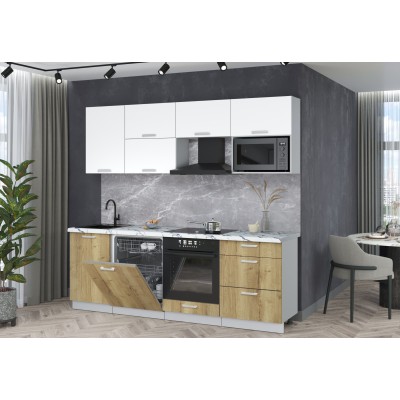 Готовая кухня Мила Лайт 2,3-ПМ2 (Белый Платинум/Дуб золотой/Гранит белый) фабрика Интерлиния Готовая кухня Мила Лайт 2,3-ПМ2 (Белый Платинум/Дуб золотой/Гранит белый) фабрика Интерлиния