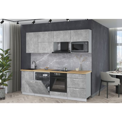 Готовая кухня Мила Лайт 2,3-ПМ2 (Бетон/Бетон/Дуб бунратти) фабрика Интерлиния Готовая кухня Мила Лайт 2,3-ПМ2 (Бетон/Бетон/Дуб бунратти) фабрика Интерлиния
