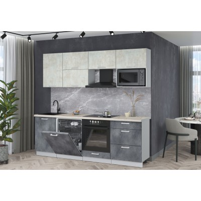 Готовая кухня Мила Лайт 2,3-ПМ2 (Бетон лайт/Бетон портленд/Сосна бискайская) фабрика Интерлиния Готовая кухня Мила Лайт 2,3-ПМ2 (Бетон лайт/Бетон портленд/Сосна бискайская) фабрика Интерлиния