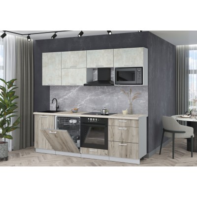 Готовая кухня Мила Лайт 2,3-ПМ2 (Бетон лайт/Дуб серый/Сосна бискайская) фабрика Интерлиния Готовая кухня Мила Лайт 2,3-ПМ2 (Бетон лайт/Дуб серый/Сосна бискайская) фабрика Интерлиния