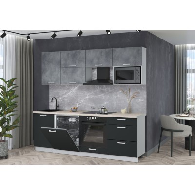 Готовая кухня Мила Лайт 2,3-ПМ2 (Бетон портленд/Антрацит/Травертин) фабрика Интерлиния Готовая кухня Мила Лайт 2,3-ПМ2 (Бетон портленд/Антрацит/Травертин) фабрика Интерлиния