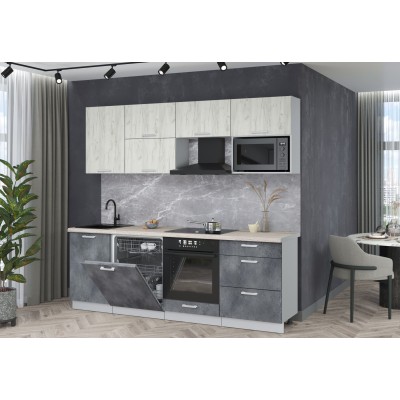 Готовая кухня Мила Лайт 2,3-ПМ2 (Дуб белый/Бетон портленд/Травертин) фабрика Интерлиния Готовая кухня Мила Лайт 2,3-ПМ2 (Дуб белый/Бетон портленд/Травертин) фабрика Интерлиния