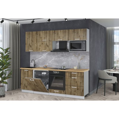 Готовая кухня Мила Лайт 2,3-ПМ2 (Дуб веллингтон/Дуб веллингтон/Дуб бунратти) фабрика Интерлиния Готовая кухня Мила Лайт 2,3-ПМ2 (Дуб веллингтон/Дуб веллингтон/Дуб бунратти) фабрика Интерлиния