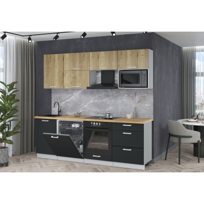 Готовая кухня Мила Лайт 2,3-ПМ2 (Дуб золотой/Антрацит/Дуб бунратти) фабрика Интерлиния Готовая кухня Мила Лайт 2,3-ПМ2 (Дуб золотой/Антрацит/Дуб бунратти) фабрика Интерлиния