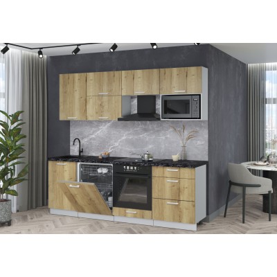 Готовая кухня Мила Лайт 2,3-ПМ2 (Дуб золотой/Дуб золотой/Кастилло темный) фабрика Интерлиния Готовая кухня Мила Лайт 2,3-ПМ2 (Дуб золотой/Дуб золотой/Кастилло темный) фабрика Интерлиния