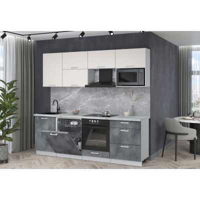 Готовая кухня Мила Лайт 2,3-ПМ2 (Персидский жемчуг/Бетон портленд/Серый каспий) фабрика Интерлиния Готовая кухня Мила Лайт 2,3-ПМ2 (Персидский жемчуг/Бетон портленд/Серый каспий) фабрика Интерлиния