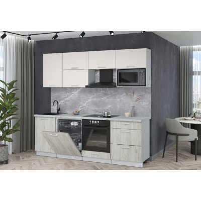 Готовая кухня Мила Лайт 2,3-ПМ2 (Персидский жемчуг/Дуб белый/Серый каспий) фабрика Интерлиния Готовая кухня Мила Лайт 2,3-ПМ2 (Персидский жемчуг/Дуб белый/Серый каспий) фабрика Интерлиния