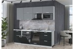 Готовая кухня Мила Лайт 2,3-ПМ2 (Серебро/Антрацит/Гранит белый) фабрика Интерлиния