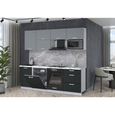 Готовая кухня Мила Лайт 2,3-ПМ2 (Серебро/Антрацит/Гранит белый) фабрика Интерлиния Готовая кухня Мила Лайт 2,3-ПМ2 (Серебро/Антрацит/Гранит белый) фабрика Интерлиния