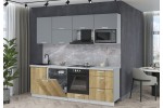 Готовая кухня Мила Лайт 2,3-ПМ2 (Серебро/Дуб золотой/Серый каспий) фабрика Интерлиния