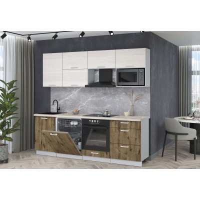 Готовая кухня Мила Лайт 2,3-ПМ2 (Вудлайн кремовый/Дуб веллингтон/Сосна бискайская) фабрика Интерлиния Готовая кухня Мила Лайт 2,3-ПМ2 (Вудлайн кремовый/Дуб веллингтон/Сосна бискайская) фабрика Интерлиния