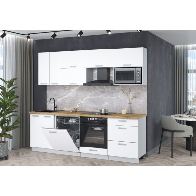 Кухонный гарнитур Мила Лайт 2,4-ПМ2 (Белый Платинум/Белый Платинум/Дуб бунратти) фабрика Интерлиния Кухонный гарнитур Мила Лайт 2,4-ПМ2 (Белый Платинум/Белый Платинум/Дуб бунратти) фабрика Интерлиния