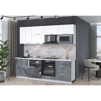 Кухонный гарнитур Мила Лайт 2,4-ПМ2 (Белый Платинум/Бетон портленд/Гранит белый) фабрика Интерлиния Кухонный гарнитур Мила Лайт 2,4-ПМ2 (Белый Платинум/Бетон портленд/Гранит белый) фабрика Интерлиния