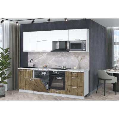 Кухонный гарнитур Мила Лайт 2,4-ПМ2 (Белый Платинум/Дуб веллингтон/Гранит белый) фабрика Интерлиния Кухонный гарнитур Мила Лайт 2,4-ПМ2 (Белый Платинум/Дуб веллингтон/Гранит белый) фабрика Интерлиния