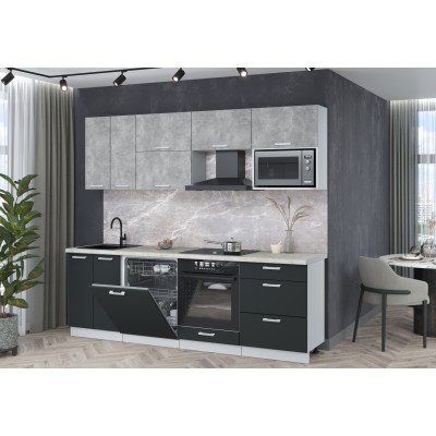 Кухонный гарнитур Мила Лайт 2,4-ПМ2 (Бетон/Антрацит/Опал светлый) фабрика Интерлиния Кухонный гарнитур Мила Лайт 2,4-ПМ2 (Бетон/Антрацит/Опал светлый) фабрика Интерлиния