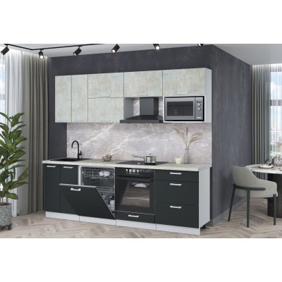 Кухонный гарнитур Мила Лайт 2,4-ПМ2 (Бетон лайт/Антрацит/Опал светлый) фабрика Интерлиния Кухонный гарнитур Мила Лайт 2,4-ПМ2 (Бетон лайт/Антрацит/Опал светлый) фабрика Интерлиния