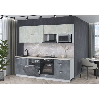 Кухонный гарнитур Мила Лайт 2,4-ПМ2 (Бетон лайт/Бетон портленд/Сосна бискайская) фабрика Интерлиния Кухонный гарнитур Мила Лайт 2,4-ПМ2 (Бетон лайт/Бетон портленд/Сосна бискайская) фабрика Интерлиния