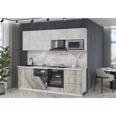 Кухонный гарнитур Мила Лайт 2,4-ПМ2 (Бетон лайт/Дуб серый/Сосна бискайская) фабрика Интерлиния Кухонный гарнитур Мила Лайт 2,4-ПМ2 (Бетон лайт/Дуб серый/Сосна бискайская) фабрика Интерлиния