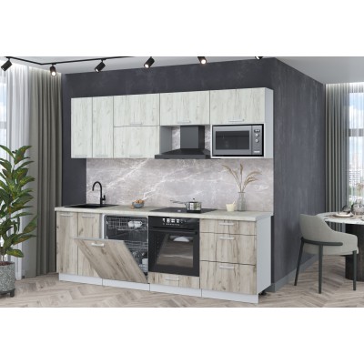 Кухонный гарнитур Мила Лайт 2,4-ПМ2 (Дуб белый/Дуб серый/Опал светлый) фабрика Интерлиния Кухонный гарнитур Мила Лайт 2,4-ПМ2 (Дуб белый/Дуб серый/Опал светлый) фабрика Интерлиния