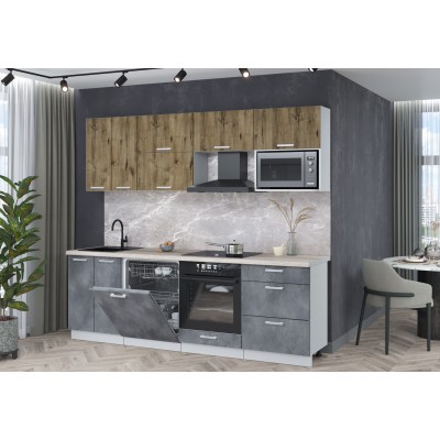 Кухонный гарнитур Мила Лайт 2,4-ПМ2 (Дуб веллингтон/Бетон портленд/Травертин) фабрика Интерлиния Кухонный гарнитур Мила Лайт 2,4-ПМ2 (Дуб веллингтон/Бетон портленд/Травертин) фабрика Интерлиния