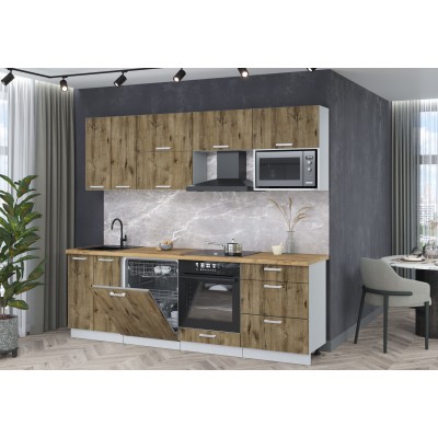 Кухонный гарнитур Мила Лайт 2,4-ПМ2 (Дуб веллингтон/Дуб веллингтон/Дуб бунратти) фабрика Интерлиния Кухонный гарнитур Мила Лайт 2,4-ПМ2 (Дуб веллингтон/Дуб веллингтон/Дуб бунратти) фабрика Интерлиния