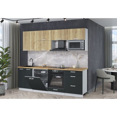 Кухонный гарнитур Мила Лайт 2,4-ПМ2 (Дуб золотой/Антрацит/Дуб бунратти) фабрика Интерлиния Кухонный гарнитур Мила Лайт 2,4-ПМ2 (Дуб золотой/Антрацит/Дуб бунратти) фабрика Интерлиния