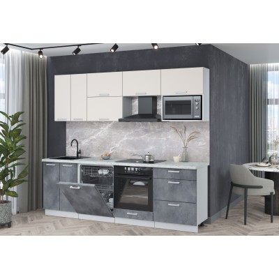 Кухонный гарнитур Мила Лайт 2,4-ПМ2 (Персидский жемчуг/Бетон портленд/Серый каспий) фабрика Интерлиния Кухонный гарнитур Мила Лайт 2,4-ПМ2 (Персидский жемчуг/Бетон портленд/Серый каспий) фабрика Интерлиния