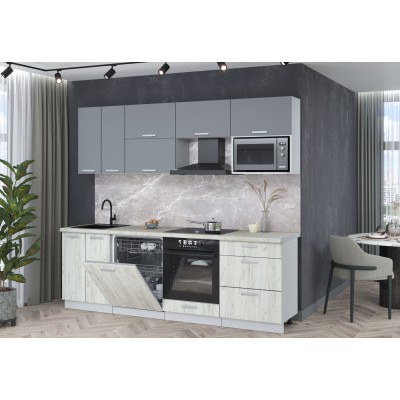 Кухонный гарнитур Мила Лайт 2,4-ПМ2 (Серебро/Дуб белый/Опал светлый) фабрика Интерлиния Кухонный гарнитур Мила Лайт 2,4-ПМ2 (Серебро/Дуб белый/Опал светлый) фабрика Интерлиния