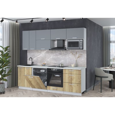 Кухонный гарнитур Мила Лайт 2,4-ПМ2 (Серебро/Дуб золотой/Серый каспий) фабрика Интерлиния Кухонный гарнитур Мила Лайт 2,4-ПМ2 (Серебро/Дуб золотой/Серый каспий) фабрика Интерлиния