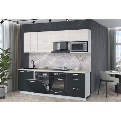 Кухонный гарнитур Мила Лайт 2,4-ПМ2 (Вудлайн кремовый/Антрацит/Сосна бискайская) фабрика Интерлиния Кухонный гарнитур Мила Лайт 2,4-ПМ2 (Вудлайн кремовый/Антрацит/Сосна бискайская) фабрика Интерлиния