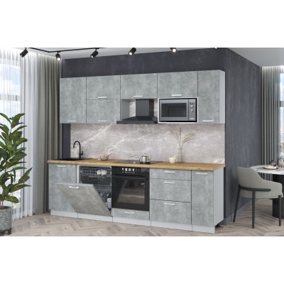 Кухонный гарнитур Мила Лайт 2,6-ПМ2 (Бетон/Бетон/Дуб бунратти) фабрика Интерлиния Кухонный гарнитур Мила Лайт 2,6-ПМ2 (Бетон/Бетон/Дуб бунратти) фабрика Интерлиния