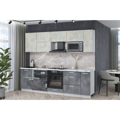 Кухонный гарнитур Мила Лайт 2,6-ПМ2 (Бетон лайт/Бетон портленд/Гранит белый) фабрика Интерлиния Кухонный гарнитур Мила Лайт 2,6-ПМ2 (Бетон лайт/Бетон портленд/Гранит белый) фабрика Интерлиния