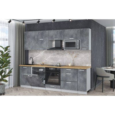 Кухонный гарнитур Мила Лайт 2,6-ПМ2 (Бетон портленд/Бетон портленд/Дуб бунратти) фабрика Интерлиния Кухонный гарнитур Мила Лайт 2,6-ПМ2 (Бетон портленд/Бетон портленд/Дуб бунратти) фабрика Интерлиния