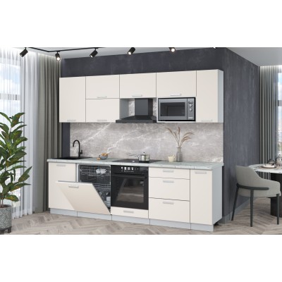 Кухонный гарнитур Мила Лайт 2,6-ПМ2 (Персидский жемчуг/Персидский жемчуг/Серый каспий) фабрика Интерлиния Кухонный гарнитур Мила Лайт 2,6-ПМ2 (Персидский жемчуг/Персидский жемчуг/Серый каспий) фабрика Интерлиния