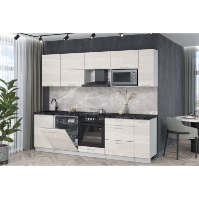 Кухонный гарнитур Мила Лайт 2,6-ПМ2 (Вудлайн кремовый/Вудлайн кремовый/Кастилло темный) фабрика Интерлиния Кухонный гарнитур Мила Лайт 2,6-ПМ2 (Вудлайн кремовый/Вудлайн кремовый/Кастилло темный) фабрика Интерлиния