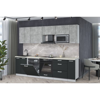 Кухонный гарнитур Мила Лайт 2,7-ПМ2 (Бетон/Антрацит/Опал светлый) фабрика Интерлиния Кухонный гарнитур Мила Лайт 2,7-ПМ2 (Бетон/Антрацит/Опал светлый) фабрика Интерлиния