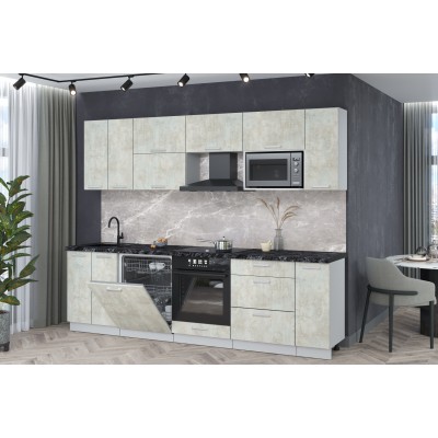 Кухонный гарнитур Мила Лайт 2,7-ПМ2 (Бетон лайт/Бетон лайт/Кастилло темный) фабрика Интерлиния Кухонный гарнитур Мила Лайт 2,7-ПМ2 (Бетон лайт/Бетон лайт/Кастилло темный) фабрика Интерлиния