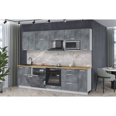 Кухонный гарнитур Мила Лайт 2,7-ПМ2 (Бетон портленд/Бетон портленд/Дуб бунратти) фабрика Интерлиния Кухонный гарнитур Мила Лайт 2,7-ПМ2 (Бетон портленд/Бетон портленд/Дуб бунратти) фабрика Интерлиния