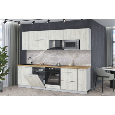 Кухонный гарнитур Мила Лайт 2,7-ПМ2 (Дуб белый/Дуб белый/Дуб бунратти) фабрика Интерлиния Кухонный гарнитур Мила Лайт 2,7-ПМ2 (Дуб белый/Дуб белый/Дуб бунратти) фабрика Интерлиния