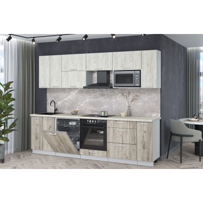 Кухонный гарнитур Мила Лайт 2,7-ПМ2 (Дуб белый/Дуб серый/Опал светлый) фабрика Интерлиния Кухонный гарнитур Мила Лайт 2,7-ПМ2 (Дуб белый/Дуб серый/Опал светлый) фабрика Интерлиния