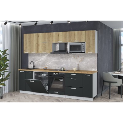 Кухонный гарнитур Мила Лайт 2,7-ПМ2 (Дуб золотой/Антрацит/Дуб бунратти) фабрика Интерлиния Кухонный гарнитур Мила Лайт 2,7-ПМ2 (Дуб золотой/Антрацит/Дуб бунратти) фабрика Интерлиния