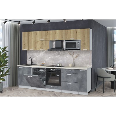 Кухонный гарнитур Мила Лайт 2,7-ПМ2 (Дуб золотой/Бетон портленд/Опал светлый) фабрика Интерлиния Кухонный гарнитур Мила Лайт 2,7-ПМ2 (Дуб золотой/Бетон портленд/Опал светлый) фабрика Интерлиния