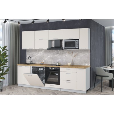 Кухонный гарнитур Мила Лайт 2,7-ПМ2 (Персидский жемчуг/Персидский жемчуг/Дуб бунратти) фабрика Интерлиния Кухонный гарнитур Мила Лайт 2,7-ПМ2 (Персидский жемчуг/Персидский жемчуг/Дуб бунратти) фабрика Интерлиния