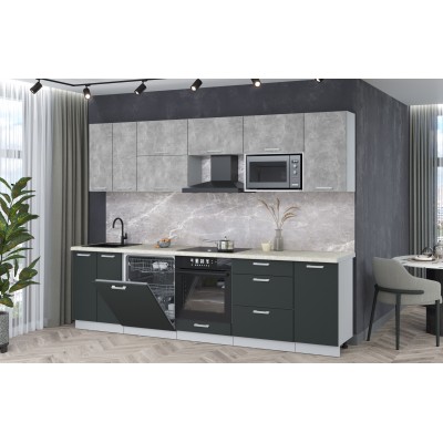 Кухонный гарнитур Мила Лайт 2,8-ПМ2 (Бетон/Антрацит/Опал светлый) фабрика Интерлиния Кухонный гарнитур Мила Лайт 2,8-ПМ2 (Бетон/Антрацит/Опал светлый) фабрика Интерлиния