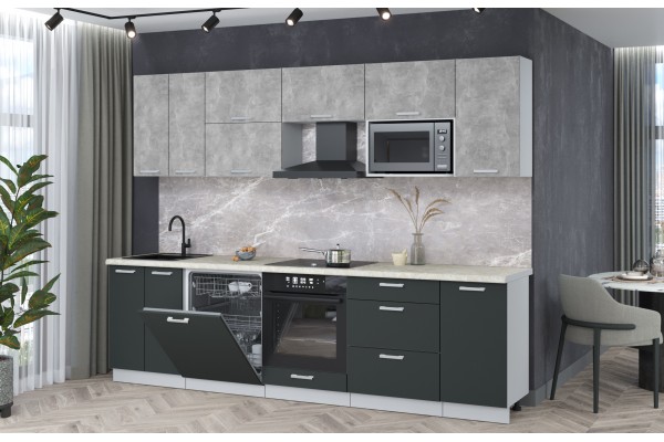 Кухонный гарнитур Мила Лайт 2,8-ПМ2 (Бетон/Антрацит/Опал светлый) фабрика Интерлиния
