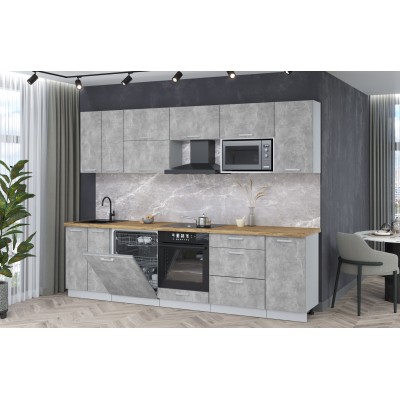 Кухонный гарнитур Мила Лайт 2,8-ПМ2 (Бетон/Бетон/Дуб бунратти) фабрика Интерлиния Кухонный гарнитур Мила Лайт 2,8-ПМ2 (Бетон/Бетон/Дуб бунратти) фабрика Интерлиния