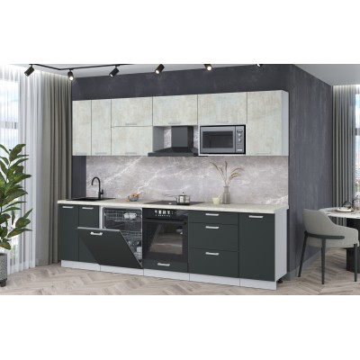 Кухонный гарнитур Мила Лайт 2,8-ПМ2 (Бетон лайт/Антрацит/Опал светлый) фабрика Интерлиния Кухонный гарнитур Мила Лайт 2,8-ПМ2 (Бетон лайт/Антрацит/Опал светлый) фабрика Интерлиния